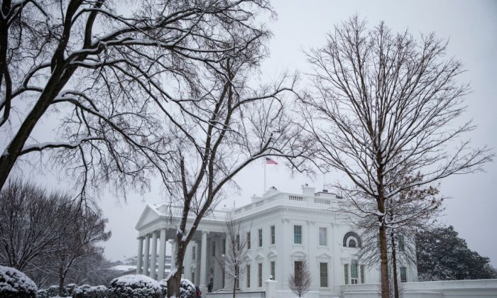 A View of the US Capitol as a Snowstorm Bears Down on Washington