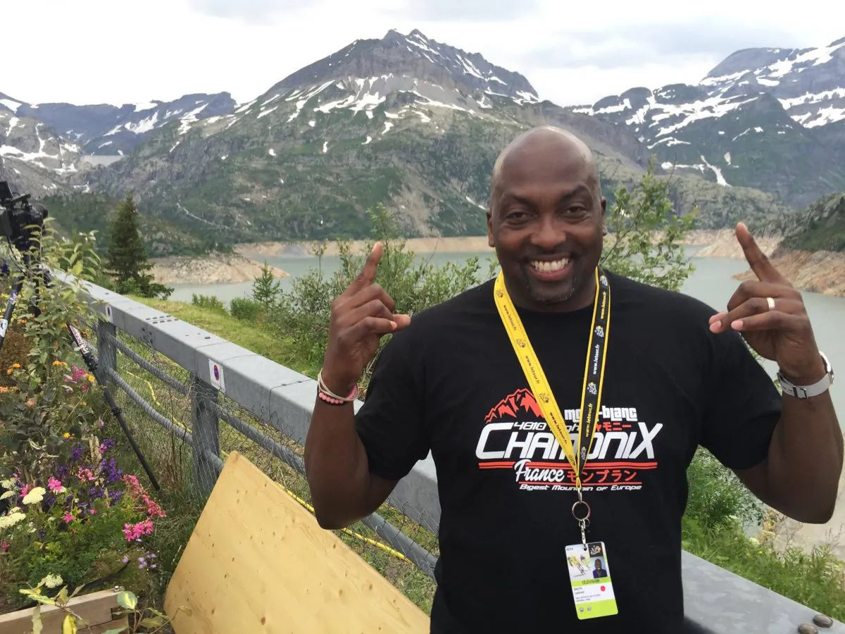 Lamont Smith covering the Tour de France. He has covered five of the races. (Courtesy of Lamont Smith)