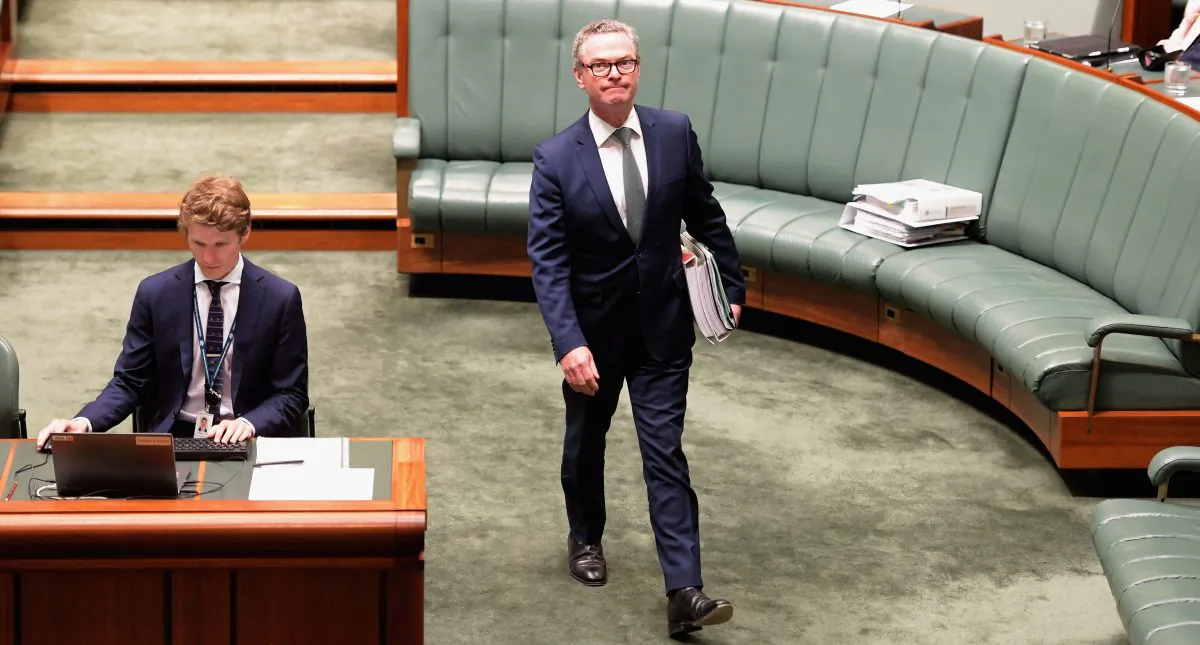 Defence Minister Christopher Pyne arrives at question time at Parliament House on Nov. 26, 2018, in Canberra, Australia. (Tracey Nearmy/Getty Images)