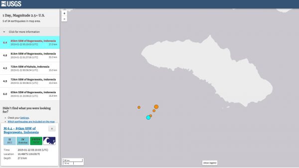 earthquake map USGS