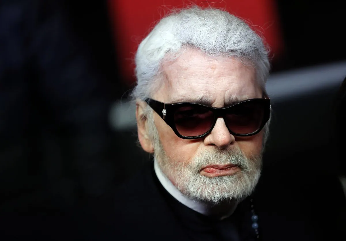 Fashion designer Karl Lagerfeld poses during the Champs Elysee Avenue illumination ceremony for the Christmas season, in Paris, on Nov. 22, 2018.
(Christophe Ena/AP Photo/File)