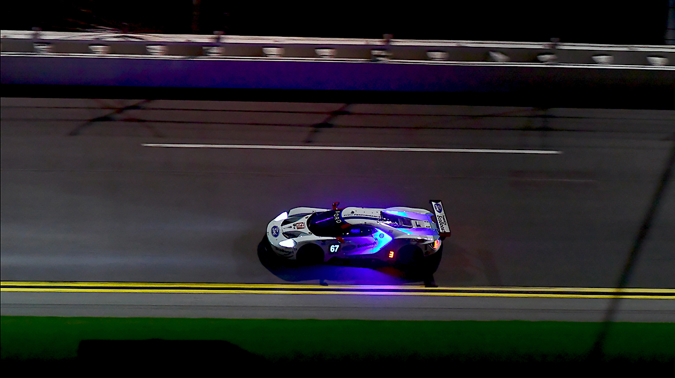 The GTLM Fords hit 177 mph on the banking