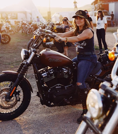Correia on her bike