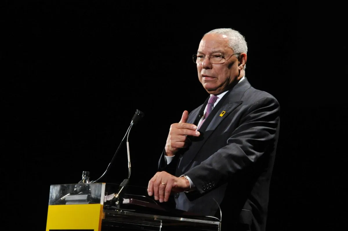 Former Secretary of State Colin Powell speaks at the International Rescue Committee's Annual Freedom Award benefit at the Waldorf Astoria Hotel in New York City on Nov. 9, 2011. (Mike Coppola/Getty Images for IRC)