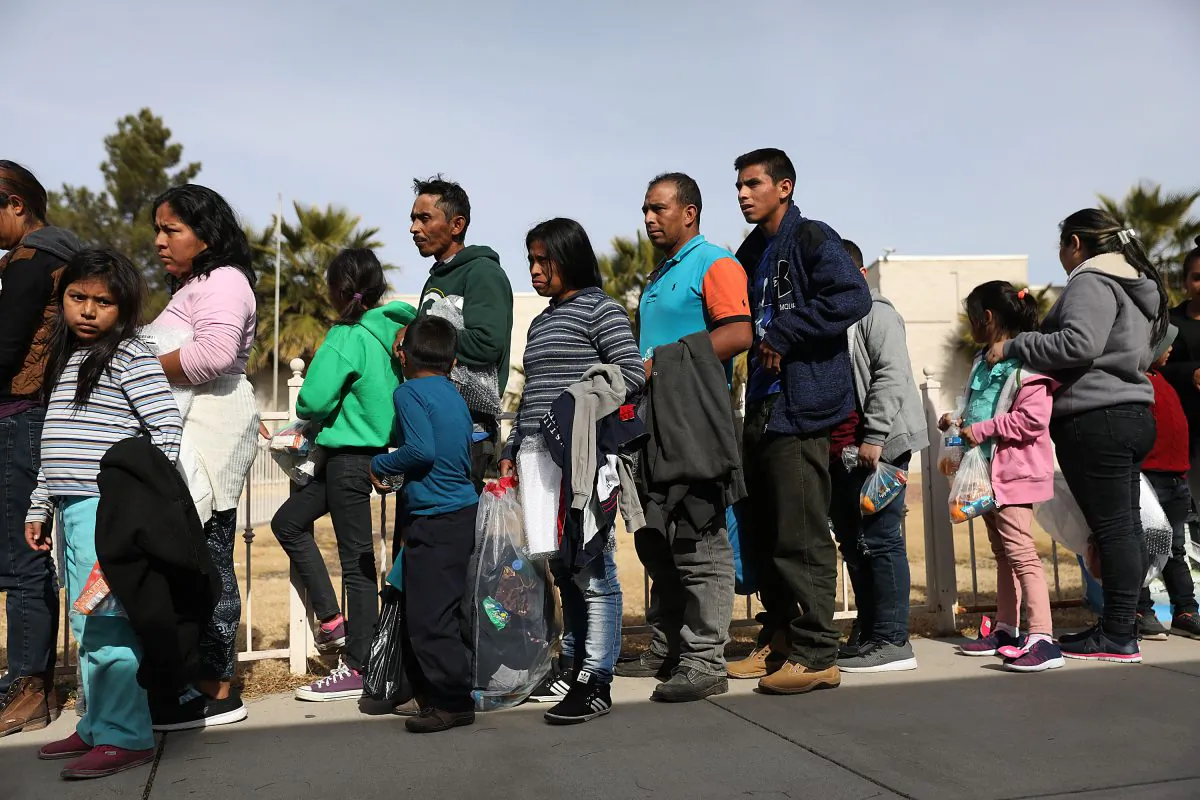 Migrants arrive at a church facility after being released by Immigration and Customs Enforcement in El Paso, Texas, on Jan. 14, 2019. in El Paso, Texas. (Joe Raedle/Getty Images)
