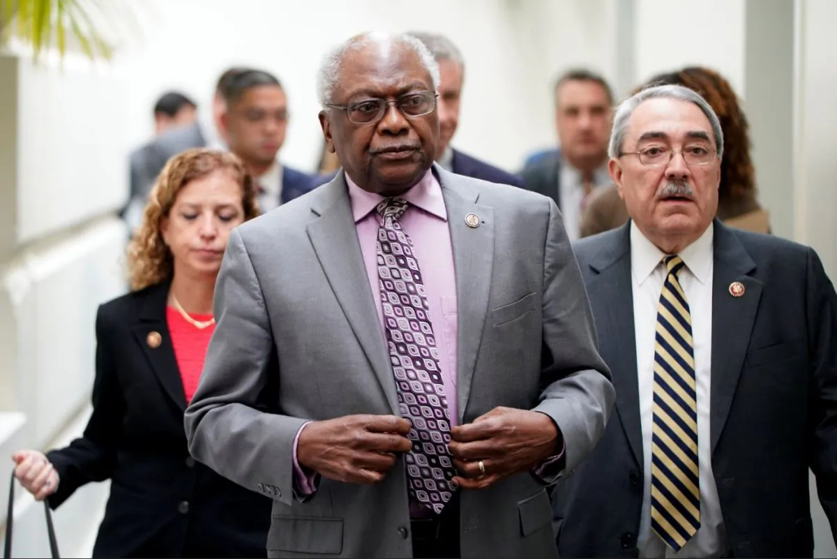House Majority Whip James Clyburn (D-S.C.) arrives at a press briefing on Capitol Hill in Washington in a Jan. 17, 2019, file photograph. (Joshua Roberts/Reuters)