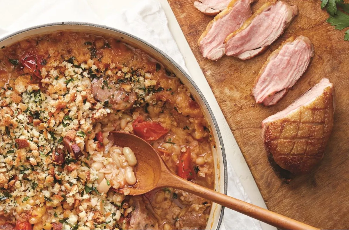 Pork cassoulet with seared duck breast. (Aya Brackett)