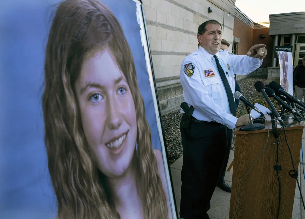 Barron County Sheriff Chris Fitzgerald speaks during a news conference about 13-year-old Jayme Closs who has been missing since her parents were found dead in their home in Barron, Wis., on Oct. 15,2019. (Jerry Holt/Star Tribune via AP, File)