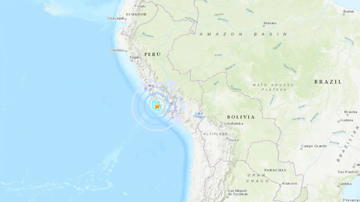 A Magnitude-5.6 earthquake hit near the coast of Peru on Jan. 25, 04:45 UTC. (USGS)