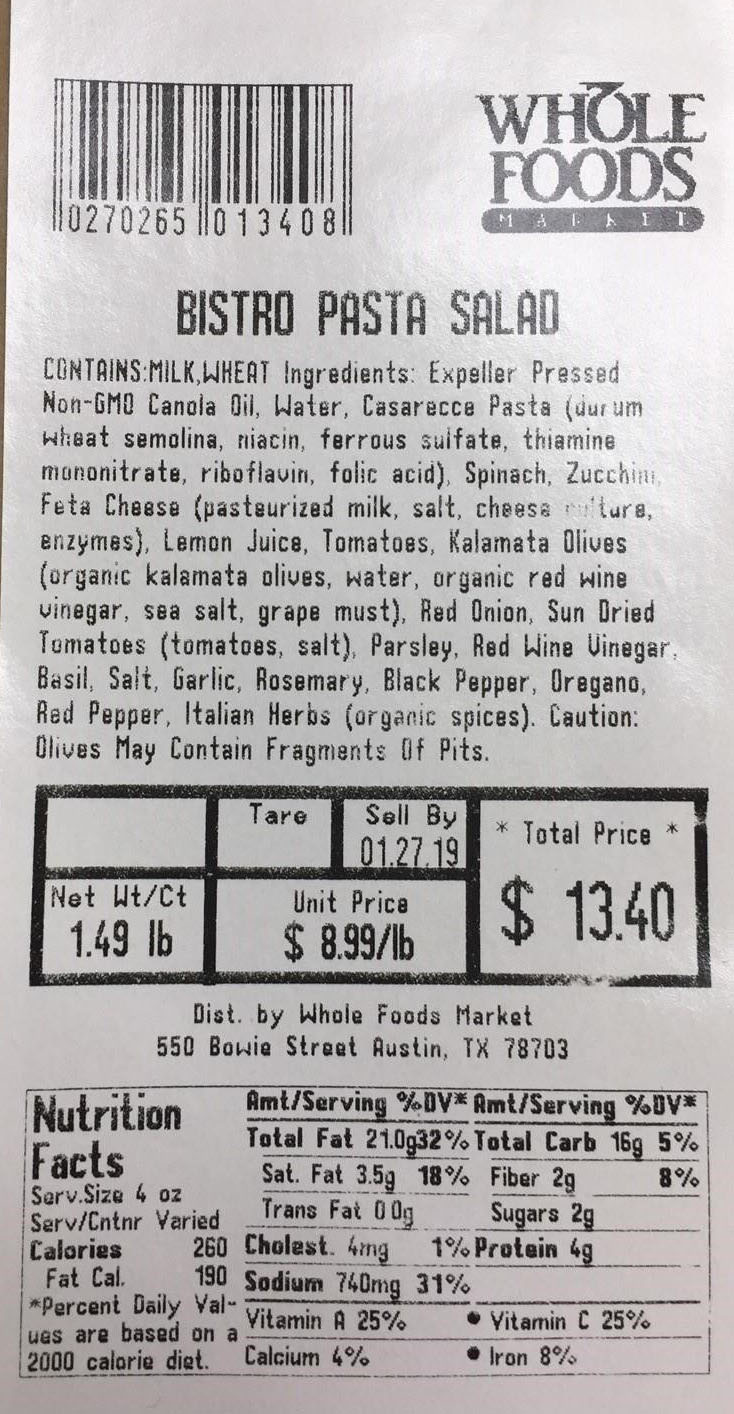whole foods label