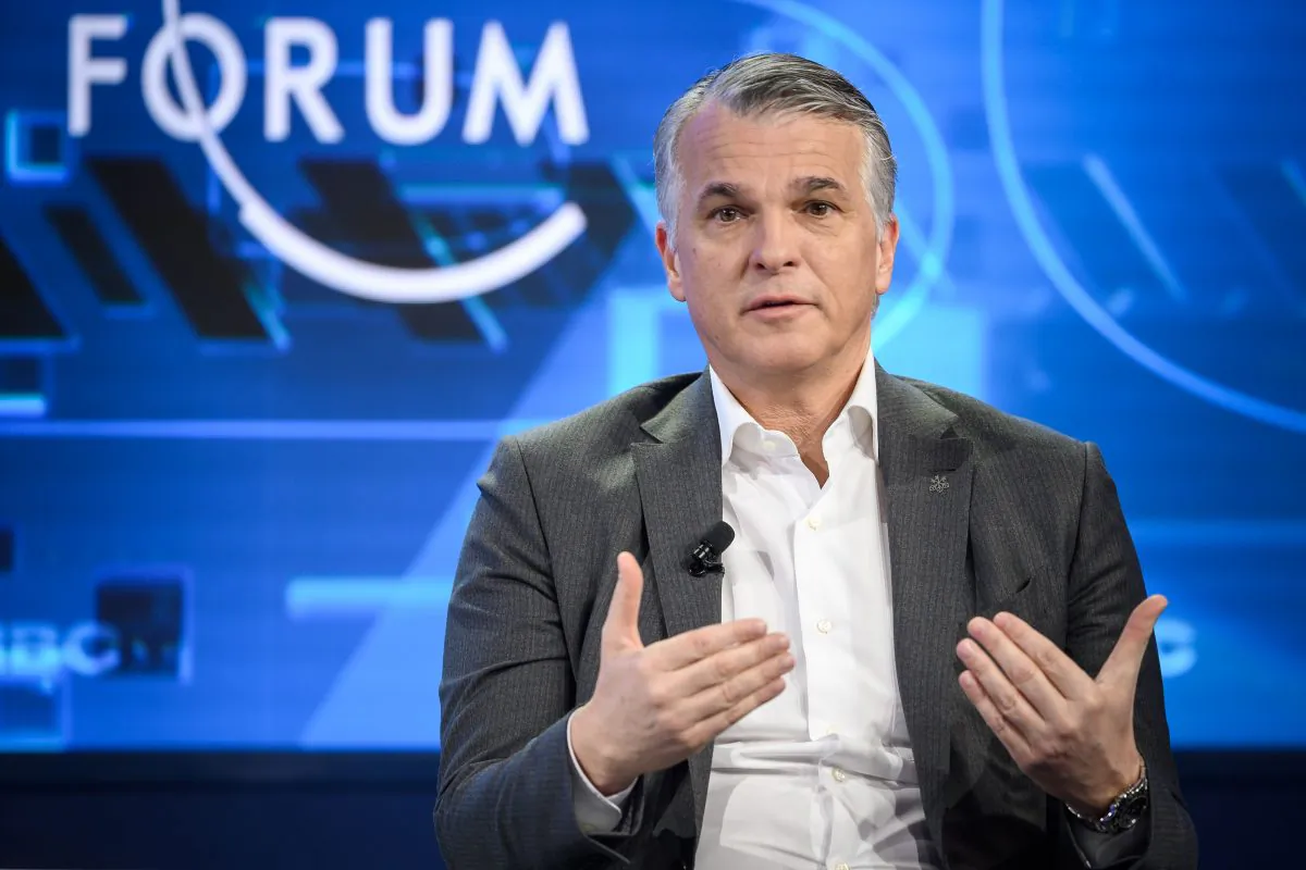 Swiss bank giant UBS CEO Sergio Ermotti is seen during the World Economic Forum annual meeting in Davos, Switzerland on Jan. 24, 2019. (Fabrice Coffrini/AFP/Getty Images)