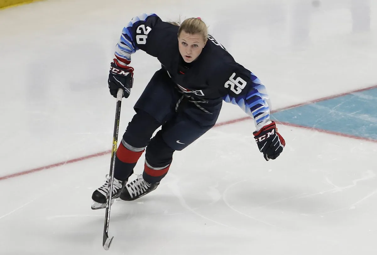U.S. Women's National Team's Kendall Coyne skates during the Skills Competition, part of the NHL All-Star weekend, in San Jose, Calif., on Jan. 25, 2019. (Jeff Chiu/AP)