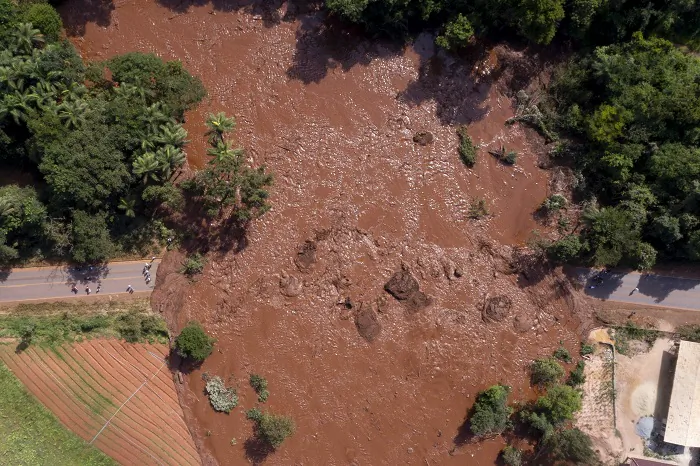 An aerial view after a dam collapsed near Brumadinho, Brazil, on Jan. 25, 2019. (Bruno Correia/Nitro via AP)