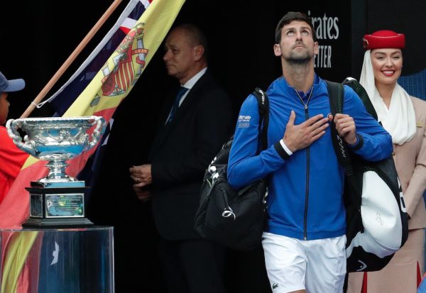 Djokovic arrives on court