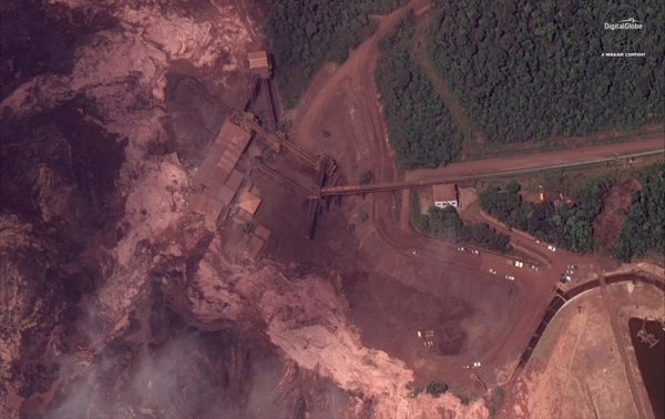 Satellite imagery from collapsed dam
