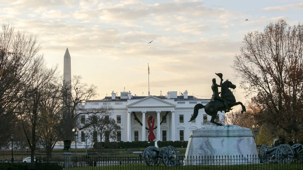 The statue of President Andrew Jackson in Lafayette Square near the White House, on the morning of Dec. 2, 2017. (Samira Bouaou/The Epoch Times)