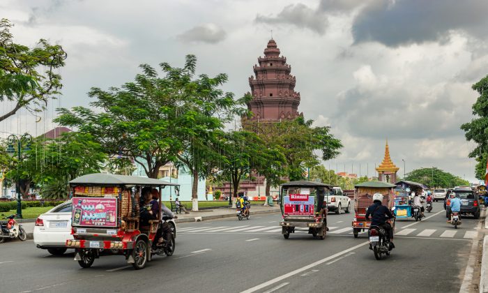 Tuk tuk taxis in Phnom Penh, Cambodia, near Independence Monument are shown in this file photo. (Shutterstock)