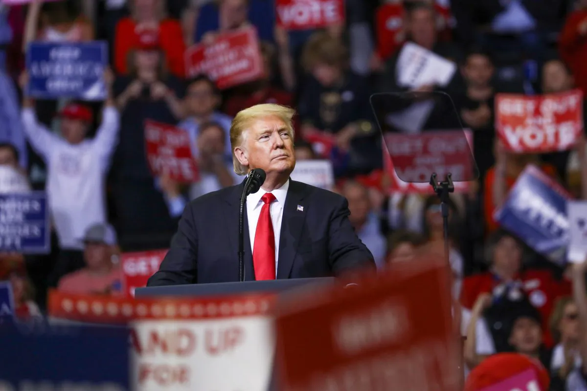 President Donald Trump at a Make America Great Again rally in Houston, Texas, on Oct. 22, 2018. (Charlotte Cuthbertson/The Epoch Times)