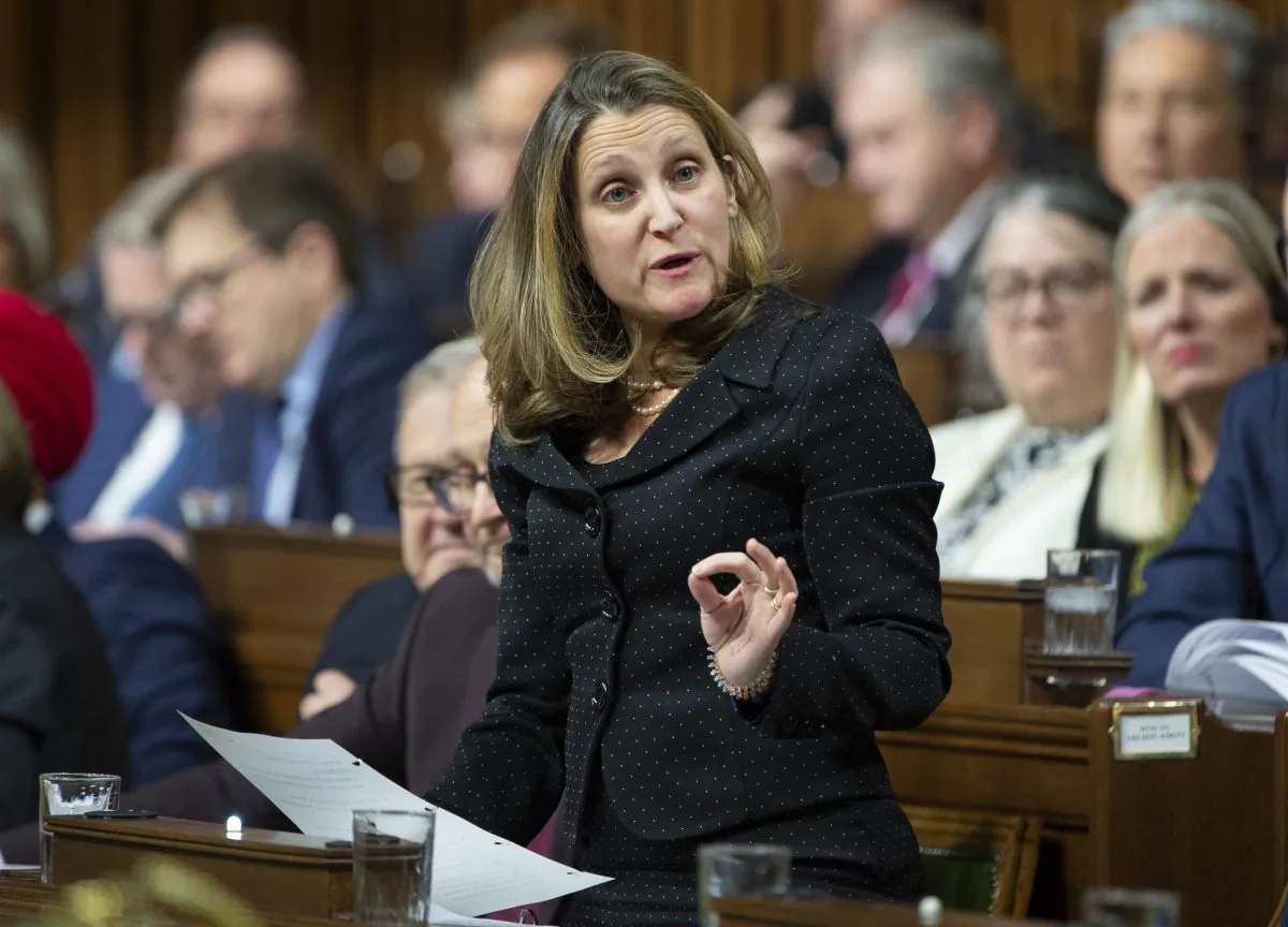 Minister of Foreign Affairs Chrystia Freeland responds to a question during Question Period in the House of Commons on Jan. 28, 2019 in Ottawa. (The Canadian Press/Adrian Wyld)
