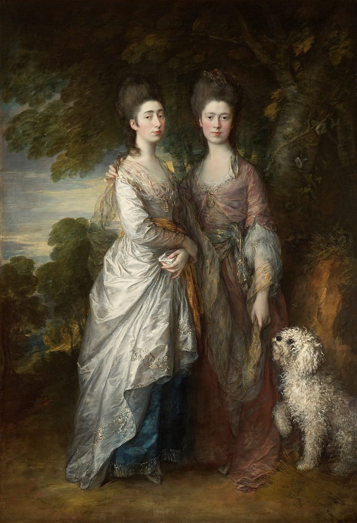 Two 18th century young women and a dog