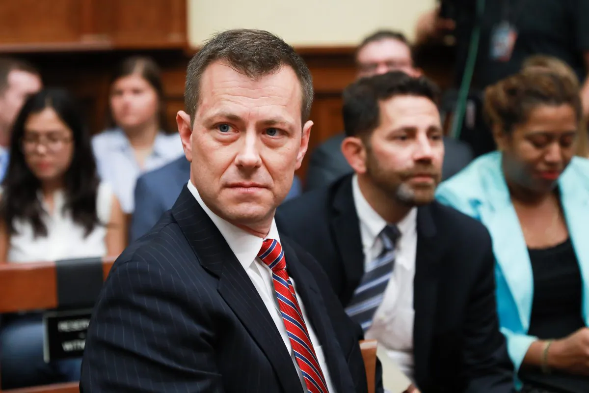 FBI agent Peter Strzok during testimony before Congress on July 12, 2018. Strzok oversaw both the FBI's investigation into Hillary Clinton's use of a private email server and the counterintelligence investigation into Donald Trump's campaign. (Samira Bouaou/The Epoch Times)
