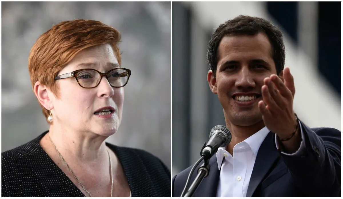 (L) Australian Foreign Minister Marise Payne. (Lillian Suwanumpha/AFP/Getty Images)
(R) Venezuela's National Assembly head Juan Guaido (Federico Parra/AFP/Getty Images)