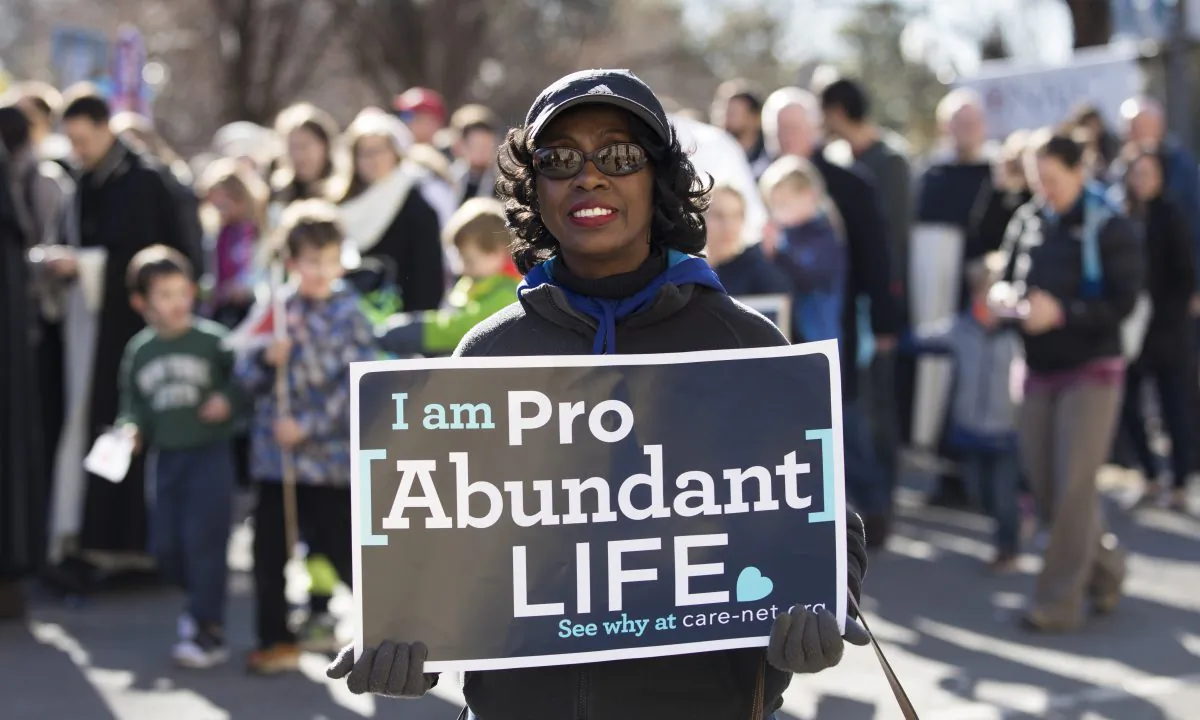 Joyce Wallace, accountant from Gettysburg, MD, at the 45th Annual March for Life rally in Washington on Jan. 19, 2018. (Samira Bouaou/The Epoch Times)
