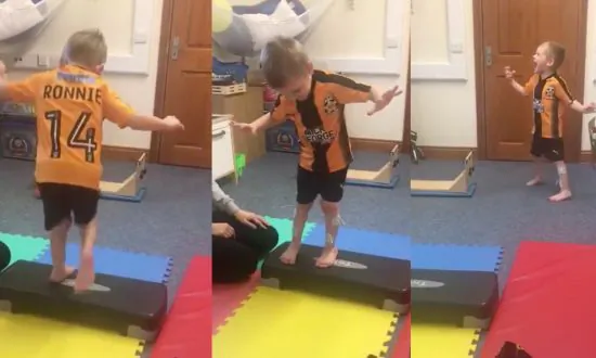 Incredible Moment 4-yr-old With Cerebral Palsy Shouts for Joy After Walking Without Splints