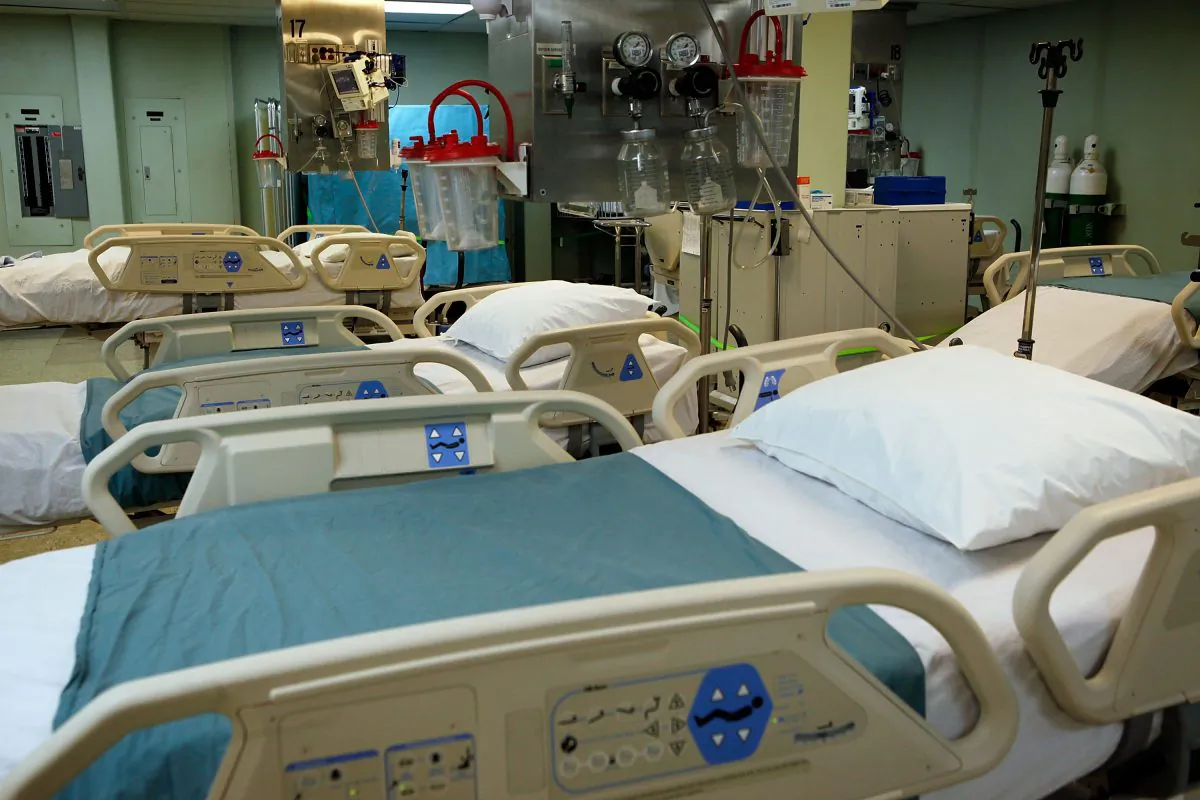In this file images, beds are prepared in the intensive care unit section of a hospital ship on Jan. 15, 2010 in Baltimore, Maryland. (Alex Wong/Getty Images)