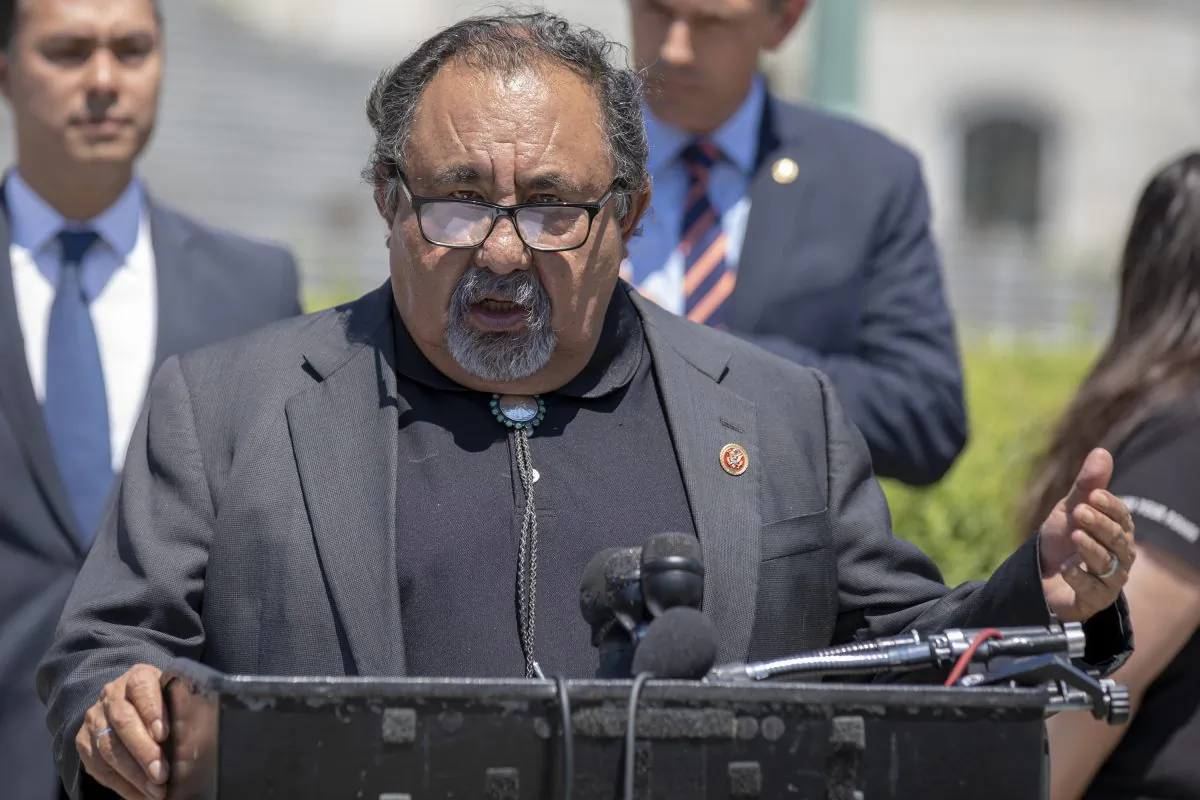 Rep. Raul Grijalva (D-Ariz.) speaks during a news conference in Washington on July 10, 2018. (Alex Edelman/Getty Images)