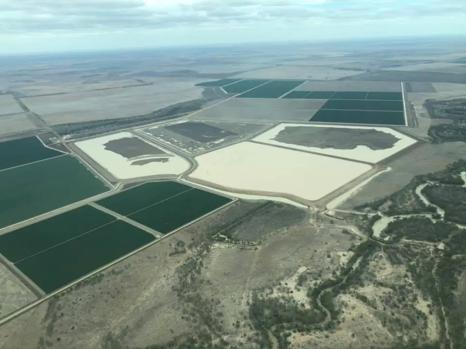 An aerial photo of cotton farms shows they have ample water in Bullamon Plains, Australia, on Jan. 30, 2019. (Australian Senator Rex Patrick/Facebook)