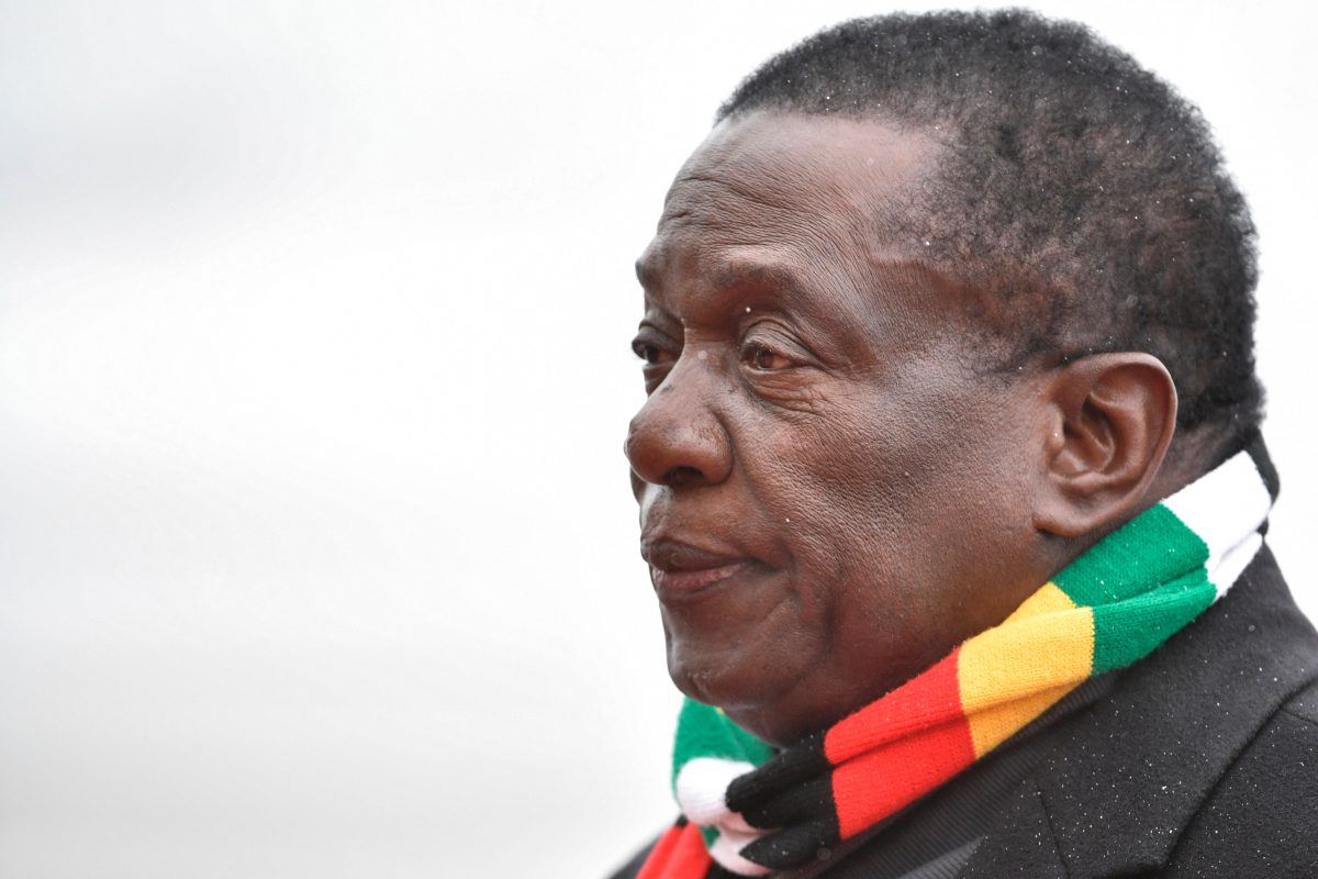 Zimbabwean President Emmerson Mnangagwa inspects Russian honor guards during a welcoming ceremony upon his arrival at Moscow's Vnukovo airport on January 14, 2019. (Alexander Nemenov/AFP/Getty Images)