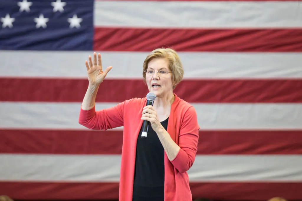 Sen. Elizabeth Warren (D-MA), speaks during a New Hampshire organizing event for her 2020 presidential exploratory committee at Manchester Community College on Jan. 12, 2019 in Manchester, New Hampshire. (Scott Eisen/Getty Images)