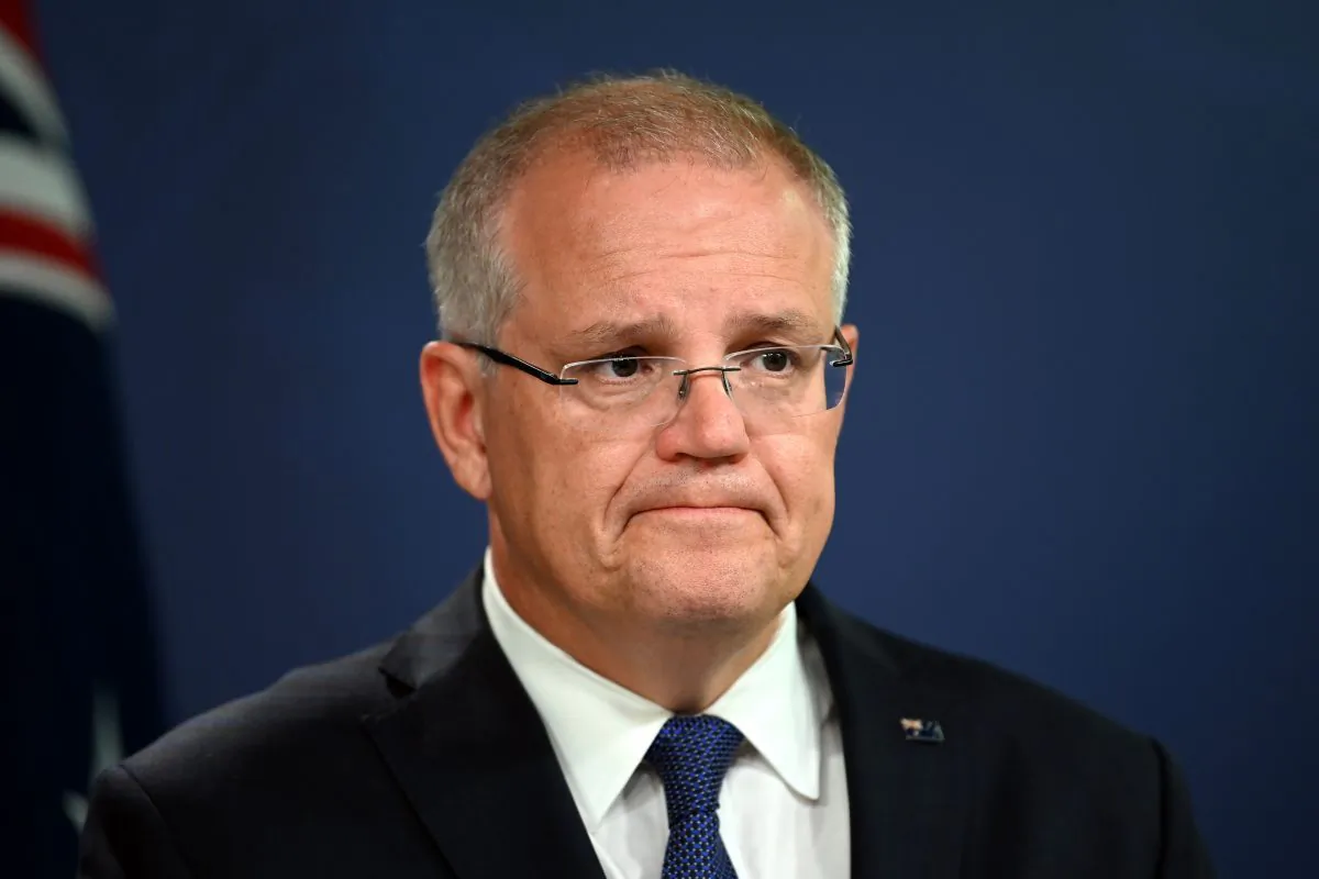 Australia's Prime Minister Scott Morrison briefs media about the flooding situation in Queensland during a press conference in Sydney on Feb. 8, 2019. (Saeed Khan/AFP/Getty Images)
