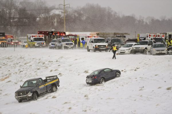 Car crash caused by snow