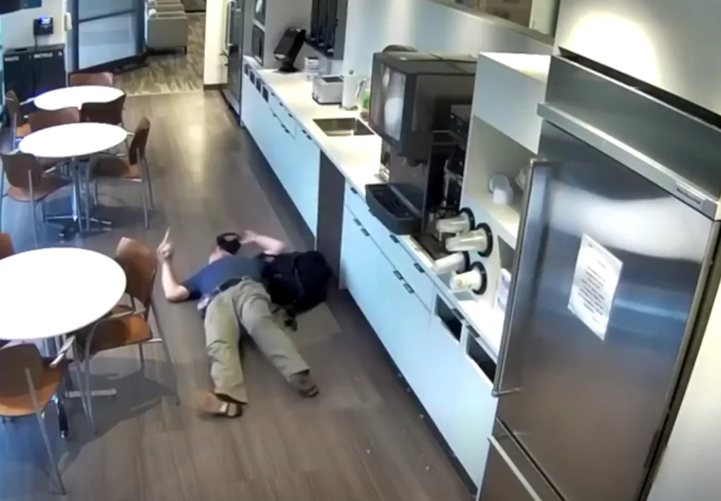 Alexander Goldinsky, 57, faked a fall and it was all caught on videotape. (Middlesex County Prosecutor's Office via Storyful)
