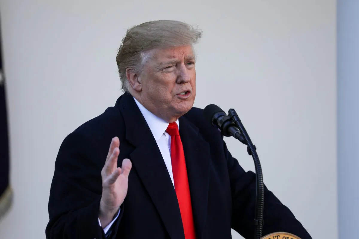 President Donald Trump makes an announcement to reopen the government until Feb. 15, after 35 days of a partial shutdown, in the White House Rose Garden in Washington on Jan. 25, 2019.  (Charlotte Cuthbertson/The Epoch Times)