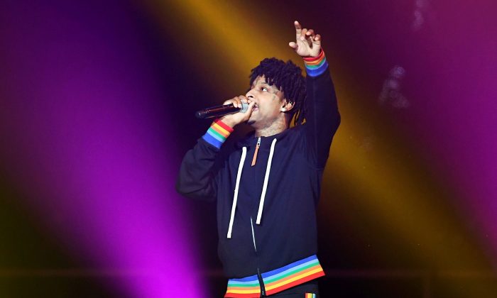 Rapper, 21 Savage performs onstage during Bud Light Super Bowl Music Fest / EA SPORTS BOWL at State Farm Arena on Jan. 31, 2019, in Atlanta, Ga. (Kevin Winter/Getty Images for Bud Light Super Bowl Music Fest / EA SPORTS BOWL)