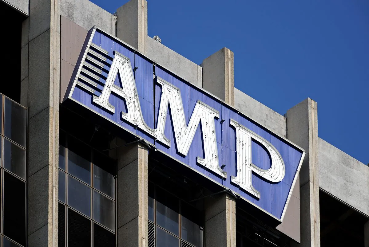 The corporate logo adorns the headquarters of the Australian fund-manager AMP in Sydney on Dec. 17, 2009. (Torsten Blackwood/AFP/Getty Images)