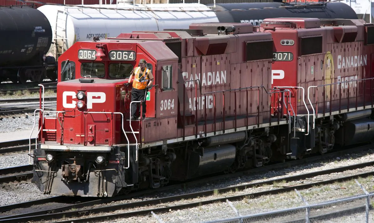 Canadian Pacific Railway locomotives are shunted around a marshalling yard in Calgary in a file photo. (Jeff McIntosh/The Canadian Press)