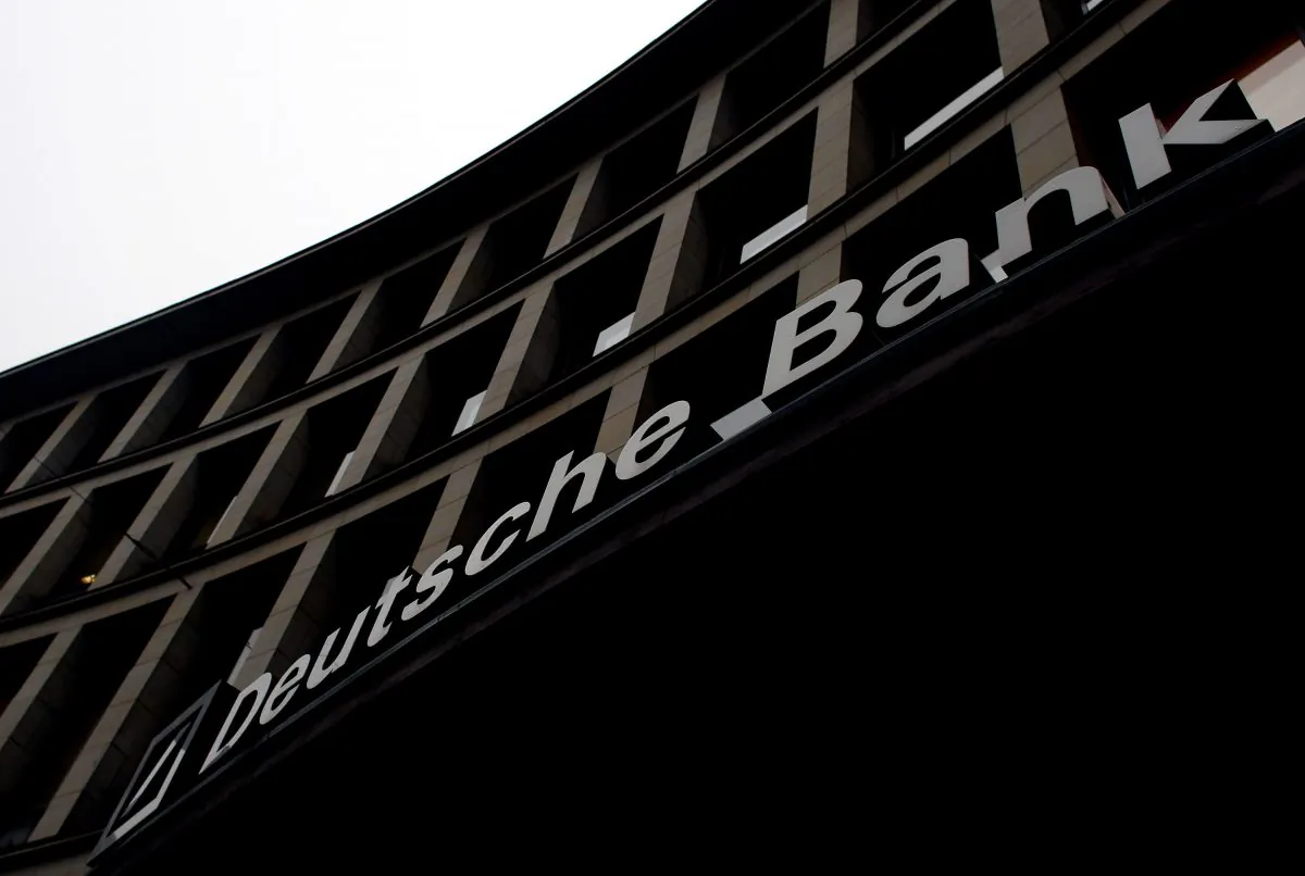 Light hits the logo of Deutsche Bank, Germany's biggest commercial bank, at a bank branch on January 14, 2009 in Hamburg, Germany. (Joern Pollex/Getty Images)