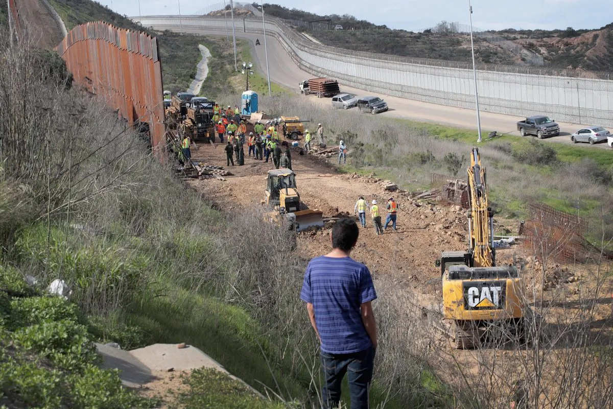 A section of border wall is constructed on the U.S. side of the border in Tijuana, Mexico, on Jan. 28, 2019. The U.S. government had been partially shut down as President Donald Trump battled congress for $5.7 billion to build walls along the U.S. border with Mexico. Despite Trump agreeing to end the shutdown, the debate over border wall funding and other immigration issues continues.  (Photo by Scott Olson/Getty Images)