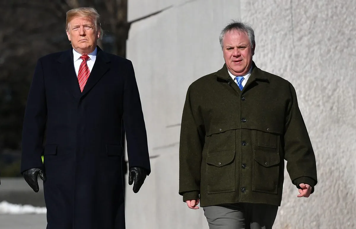 President Donald Trump (L) and acting Interior Secretary David Bernhardt in Washington on Jan. 21, 2019. (Mandel Ngan/AFP/Getty Images)