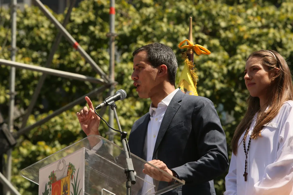 Juan Guaido speaks to demonstrators during a protest against the government of Nicolás Maduro, on Feb. 2, 2019, in Caracas, Venezuela.(Edilzon Gamez/Getty Images)