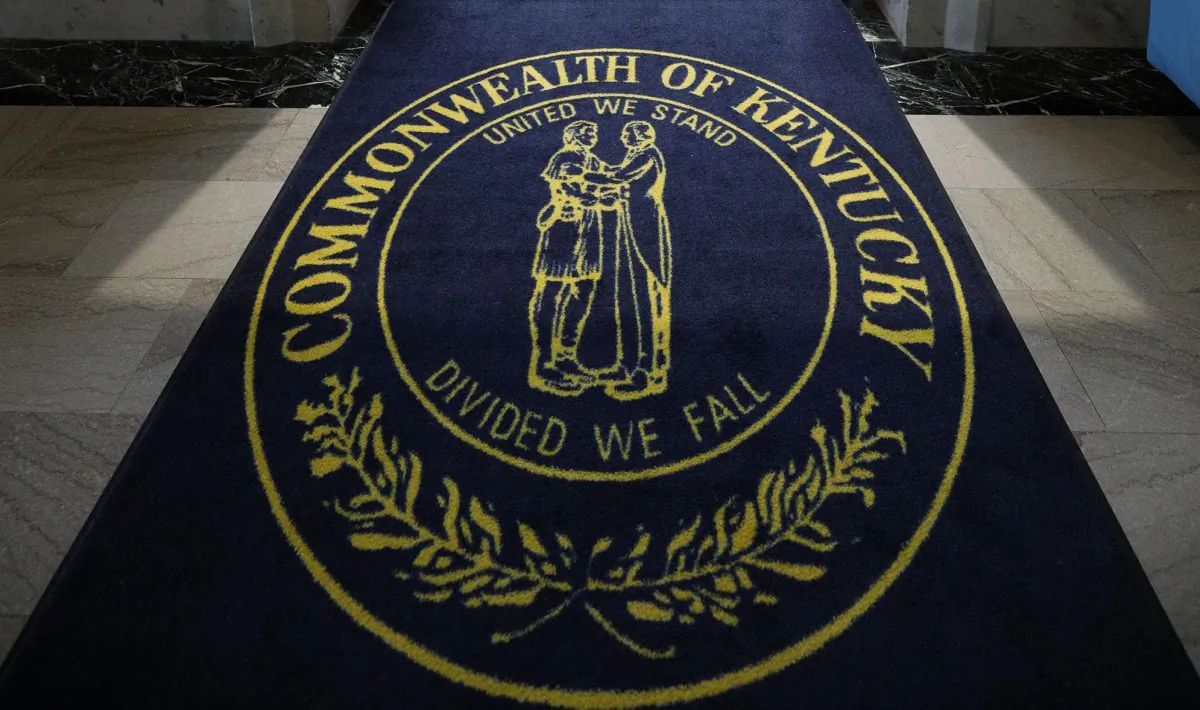 An emblem at the Kentucky State House Chamber in Frankfort, Ky., on April 13, 2018. (Bill Pugliano/Getty Images)