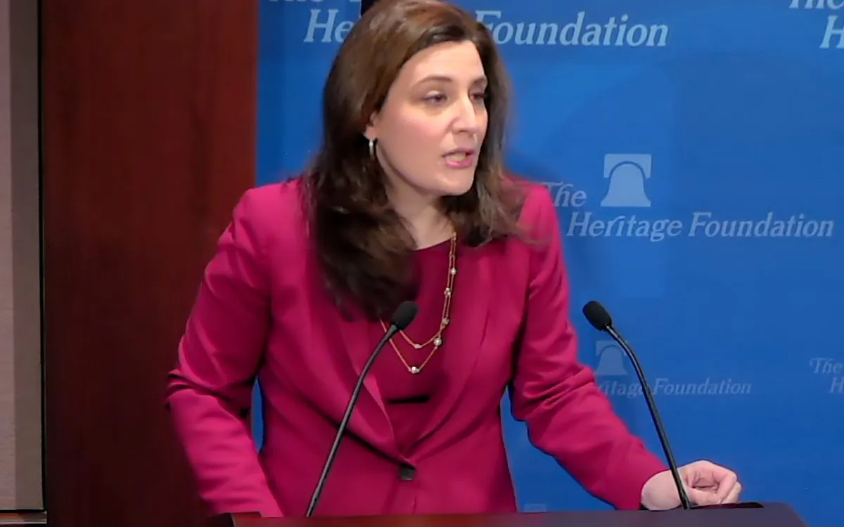 Screenshot of Assistant Attorney General Beth Williams speaking at the Heritage Foundation panel “The Legitimacy of Nationwide Injunctions” in Washington on Feb. 4. (Screenshot Heritage Foundation)
