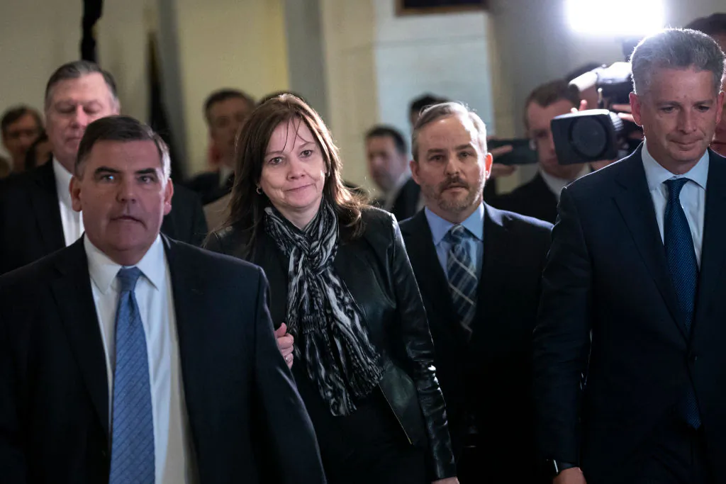 Mary Barra, chief executive officer of General Motors (GM), arrives for a meeting with Sen. Rob Portman (R-OH) and Sen. Sherrod Brown (D-OH) on Capitol Hill, Dec. 5, 2018 in Washington, DC. (Drew Angerer/Getty Images)