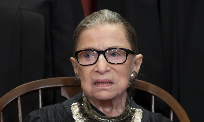 Supreme Court Justice Ruth Bader Ginsburg, 85, in a Nov. 30, 2018, file photo. The oldest member of the Supreme Court had not been seen in public for over a month before attending a concert in Washington, on Feb. 4, 2019. (J. Scott Applewhite/,AP Photo File)