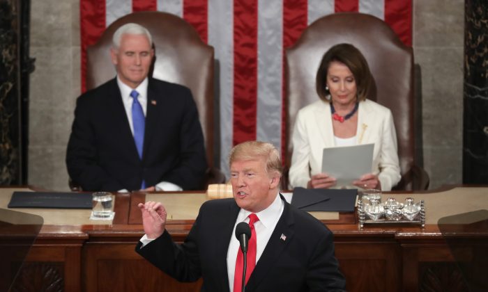 President Donald Trump delivers the State of the Union address at the U.S. Capitol on Feb. 5, 2019. (Chip Somodevilla/Getty Images)