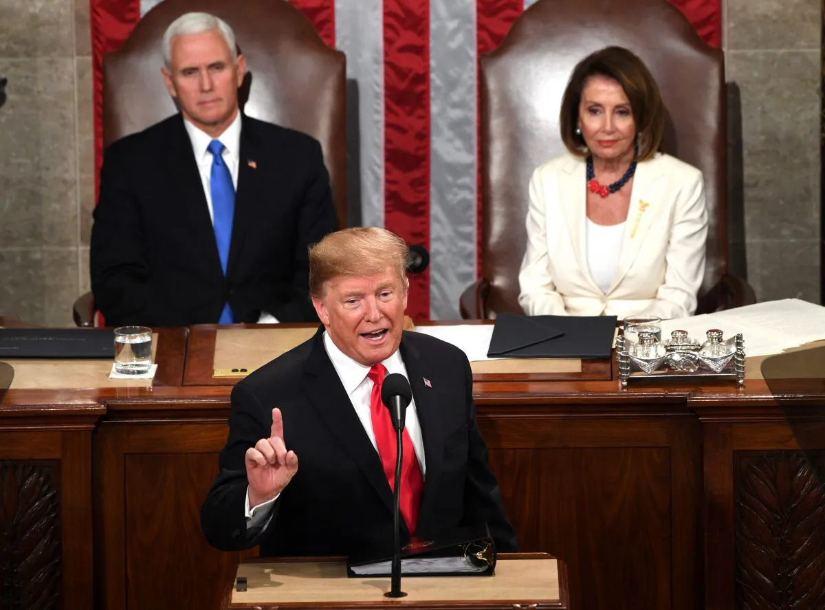 President Donald Trump delivers the State of the Union address at the Capitol in Washington, on Feb. 5, 2019.  (JIM WATSON/AFP/Getty Images)